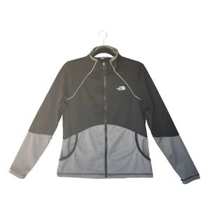 The North Face Women Black Gray Polyester Zip Fleece Athletic Jacket Size Large
